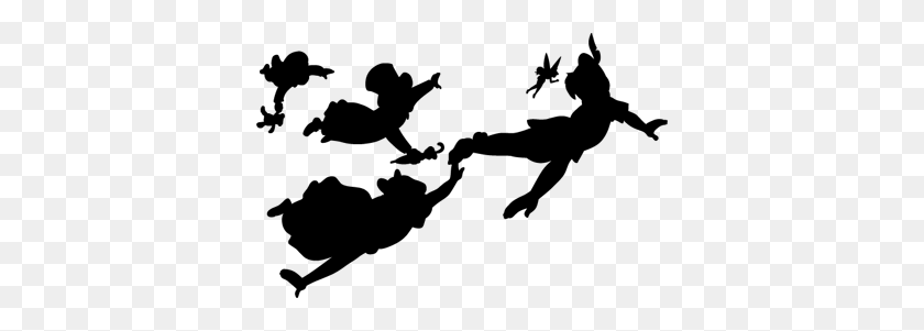 374x241 Silhouettes Of Peter Pan - Peter Pan Silhouette PNG