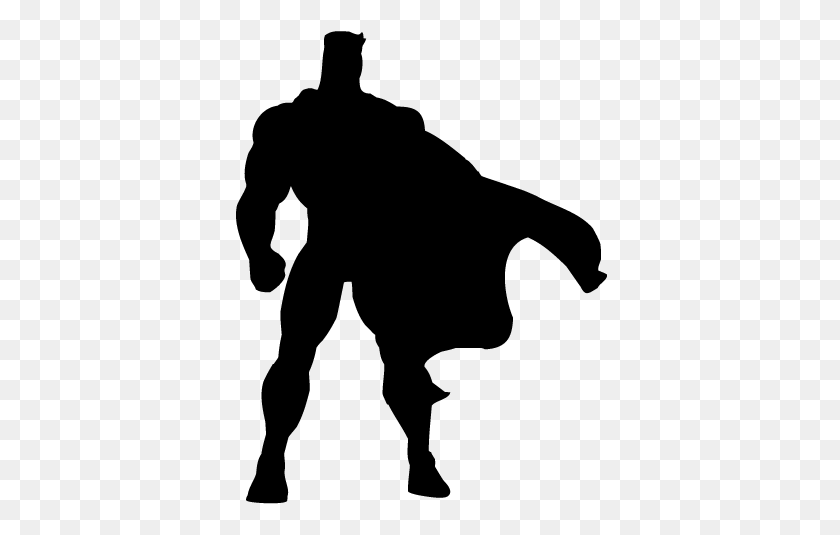 374x475 Silhouettes Painting - Superhero Black And White Clipart