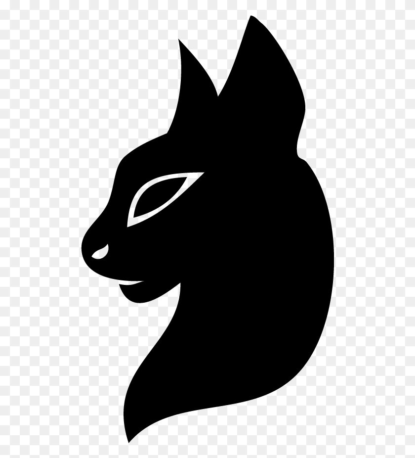 513x866 Sillouette Cat Head - Голова Волка Png