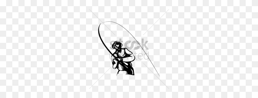 260x260 Siloute Fly Fisherman Clipart - Fly Fishing Rod Clipart