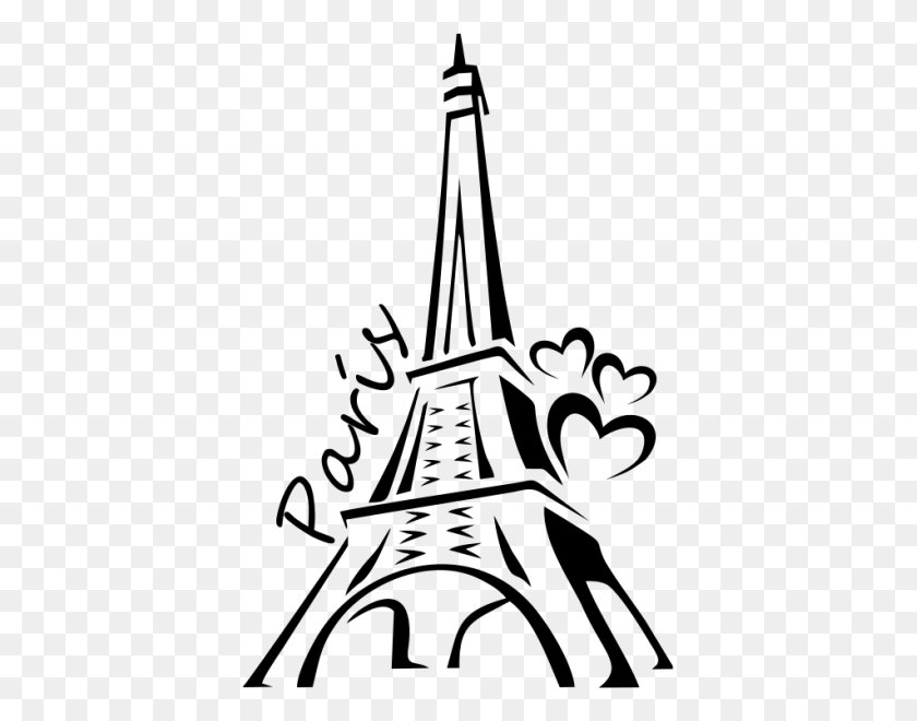 600x600 Silueta De Torre Eiffel - Эйфелева Башня Черно-Белый Клипарт