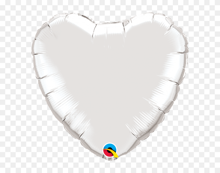 600x600 Silver Heart Foil Balloon - Silver Balloons PNG