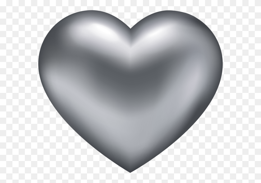 600x531 Silver Heart Transparent Png Clip - Silver Balloons PNG