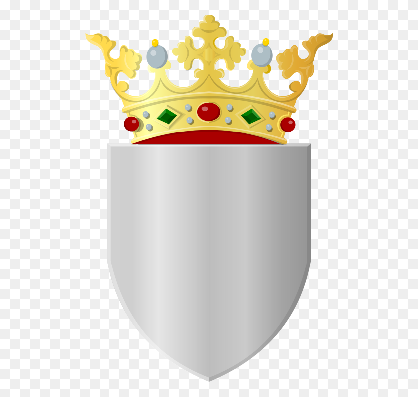 500x737 Silver Shield With Golden Crown - Silver Crown PNG