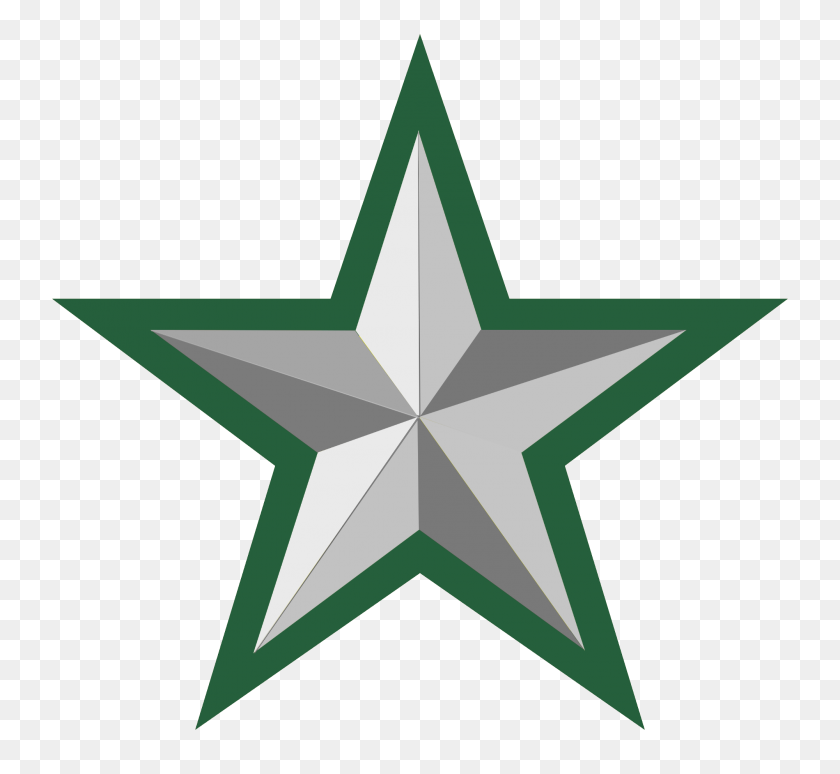 2000x1833 Silver Star With Green Border - Silver Stars PNG