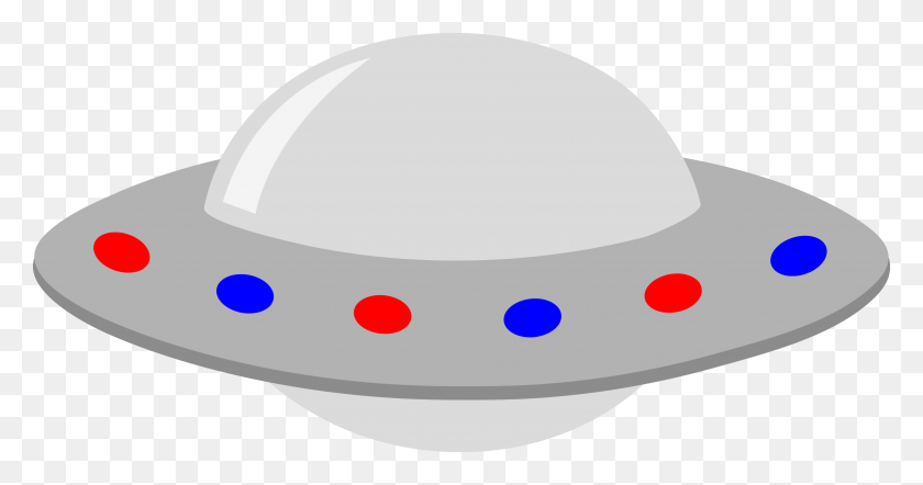 3119x1530 Silver Ufo With Red And Blue Lights - Silver Clipart