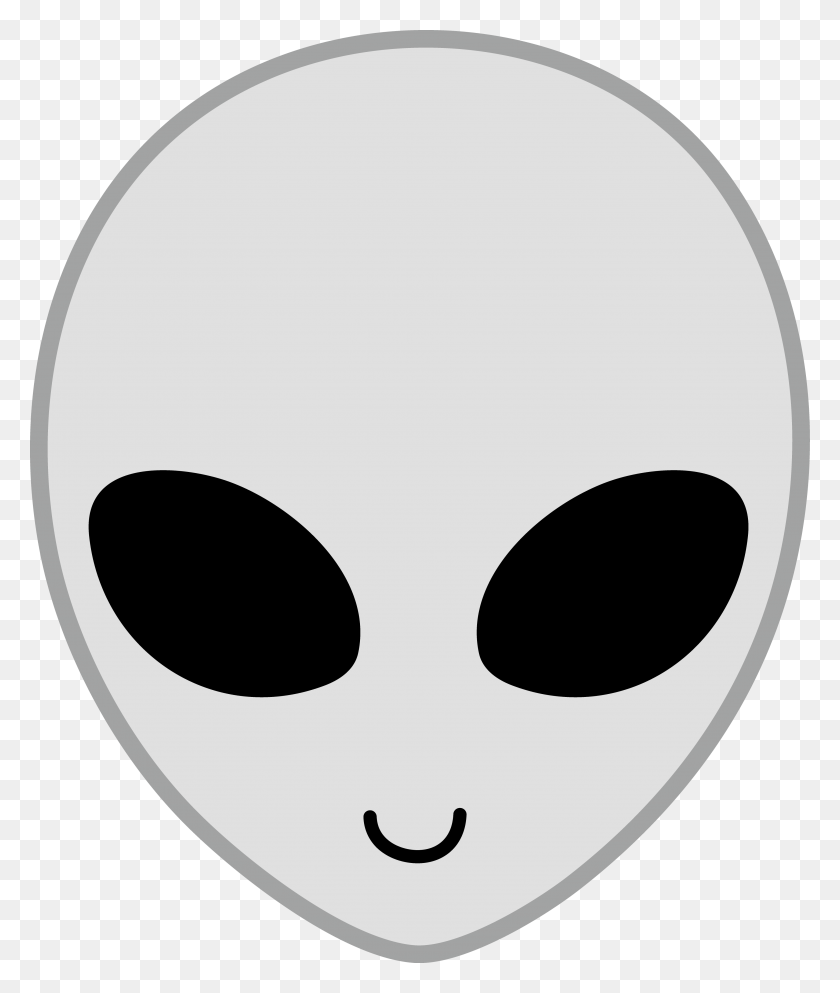 3685x4412 Simple Alien Drawing Happy Grey Alien Face - Relaxed Clipart