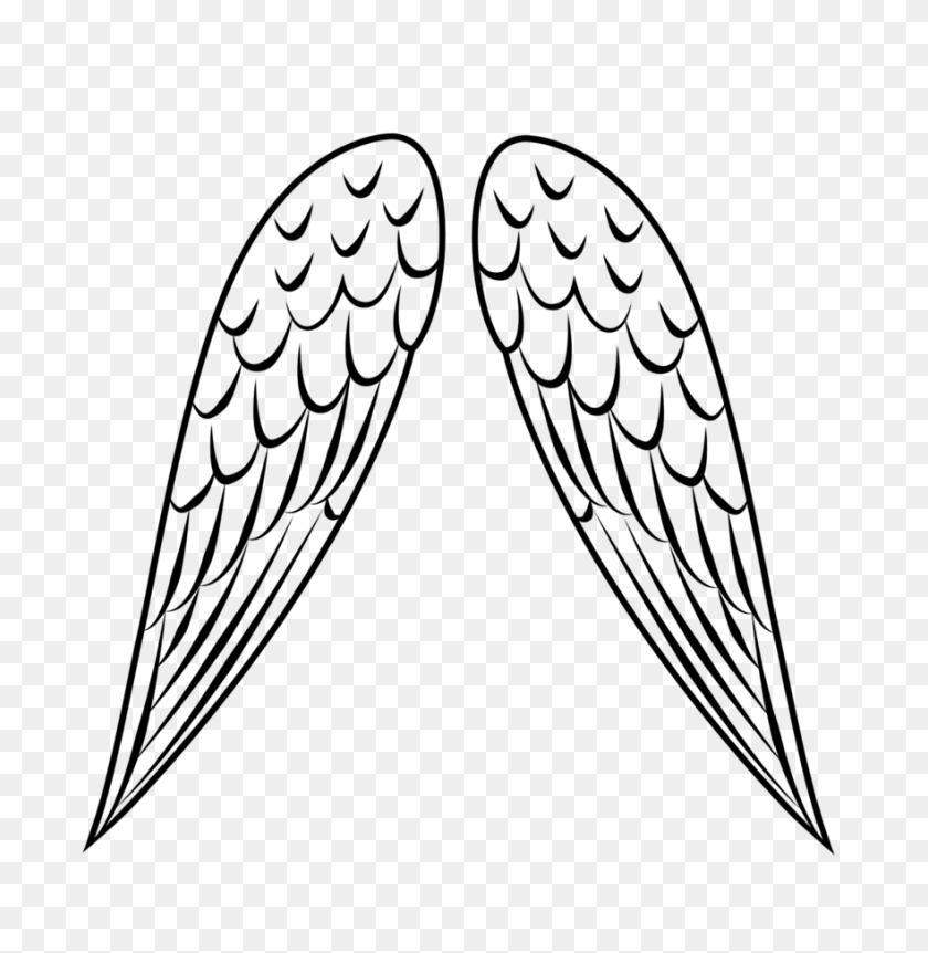 881x906 Простые Картинки С Крыльями Ангела - Крылья Ангела Клипарт Черный И Белый