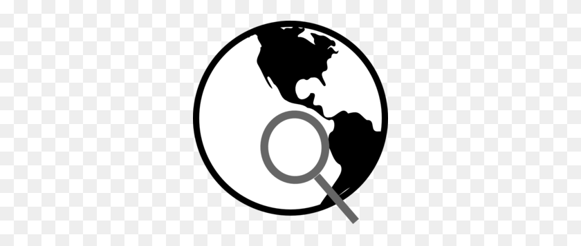 282x297 Simple Black And White Earth With Magnifying Glass Clip Art - Magnifying Glass Clipart Black And White