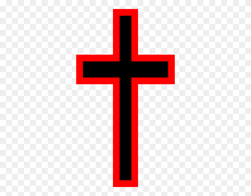 330x594 Simple Black Cross With Red Outline Clip Art - Cross Outline Clipart