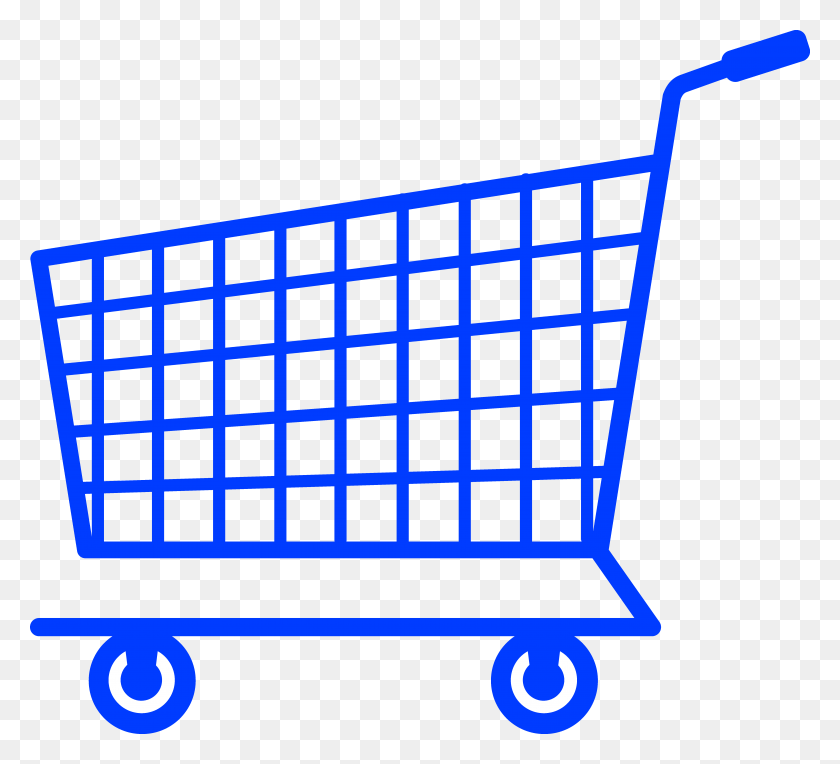 6421x5801 Simple Blue Shopping Cart - Shopping Basket Clipart