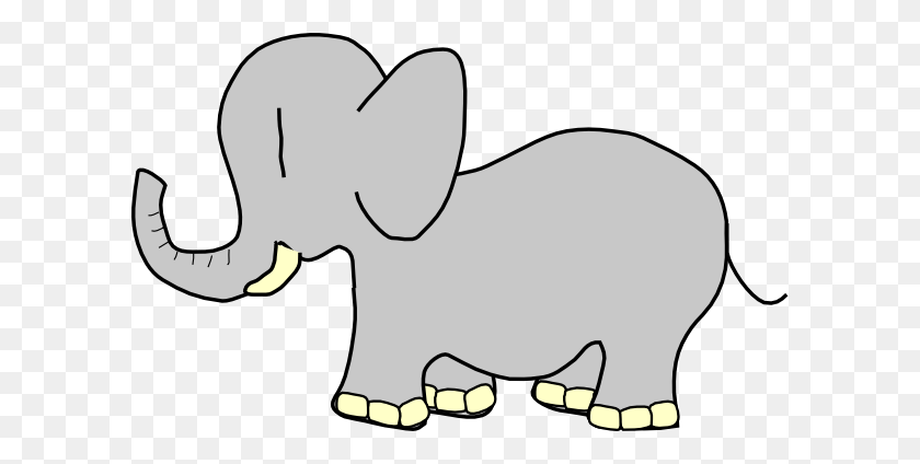 600x364 Elefante De Dibujos Animados Simple Clipart - Clipart De Dibujos Animados De Elefante