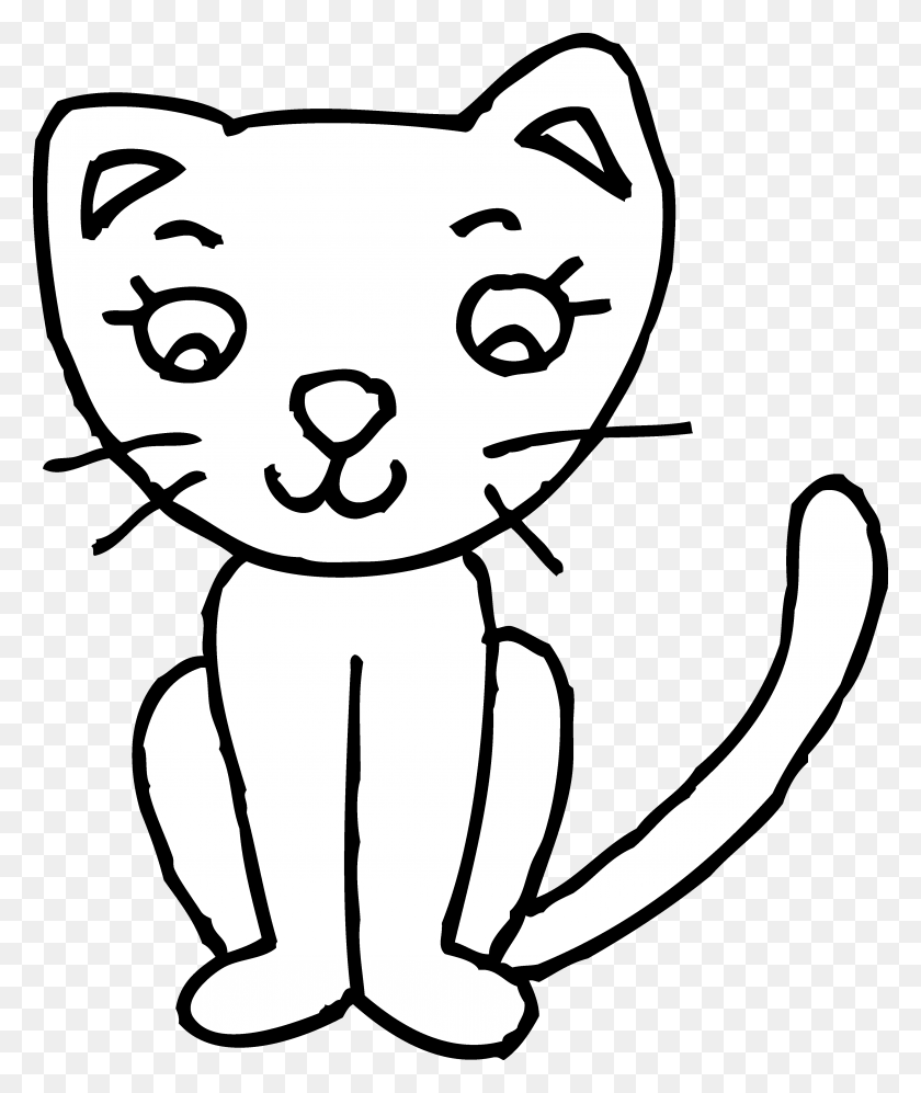 4137x4975 Simple Clipart Kitten - Blanket Clipart Black And White