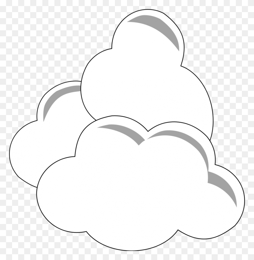 878x900 Простые Облака Клипарт Скачать - Облако Вектор Png