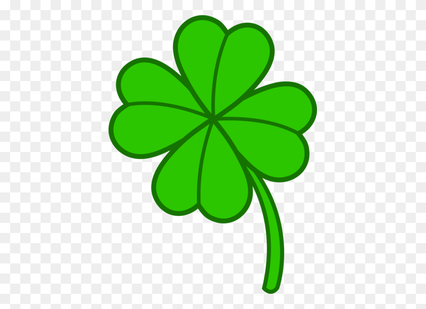 411x550 Simple Four Leaf Clover Dog Four Leaf Clover, Clip - Corned Beef And Cabbage Clipart