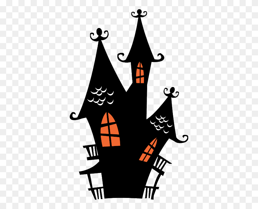 386x620 Simple Haunted House Outline - Haunted Mansion Clipart