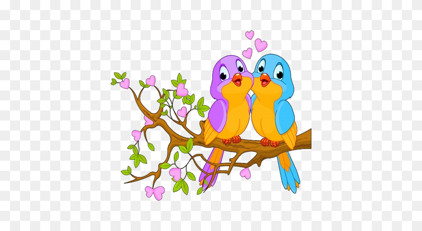 400x400 Simple Love Birds Cartoon Images With Resolution - Lovebird Clipart