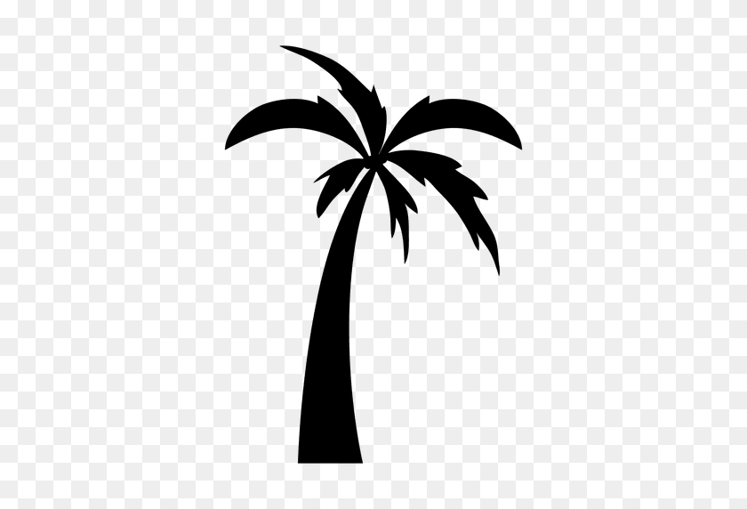 512x512 Simple Palm Tree Silhouette Cartoon - Tropical Trees PNG