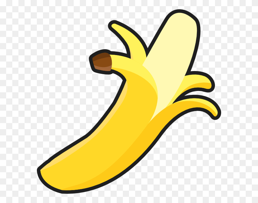 600x600 Simple Peeled Banana Clip Art - Banana Clipart