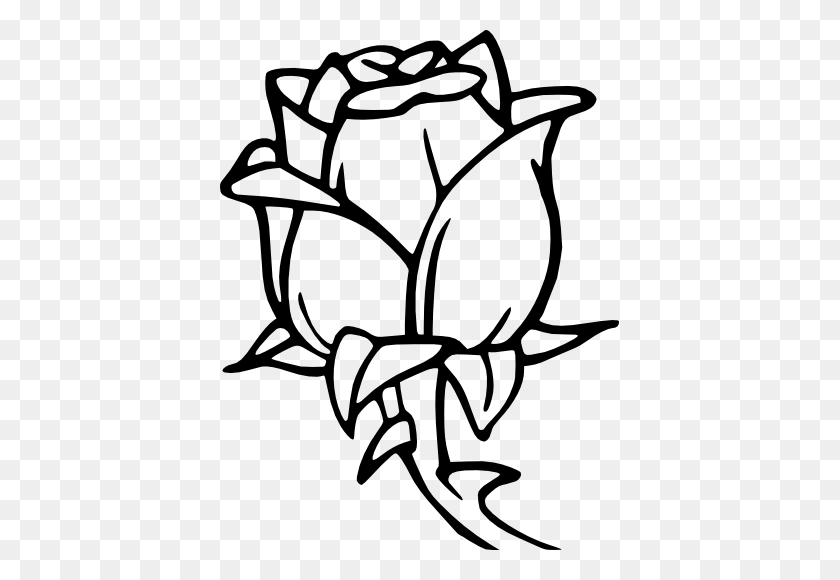 399x520 Simple Png Rose Transparent Images - Rose Clipart Black And White PNG