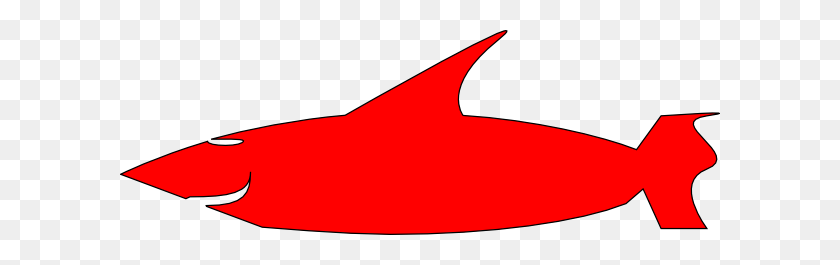 600x205 Simple Red Shark Silhouette Png, Clip Art For Web - Shark Clipart