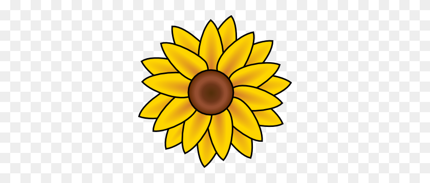 300x299 Simple Sunflower To Paint On A Round Stone Or Paver Flower Art - Sunflower Border Clipart