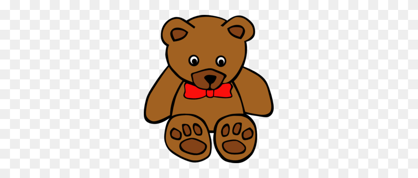 261x299 Simple Teddy Bear With Bow Tie Clip Art - Bow Tie Clipart