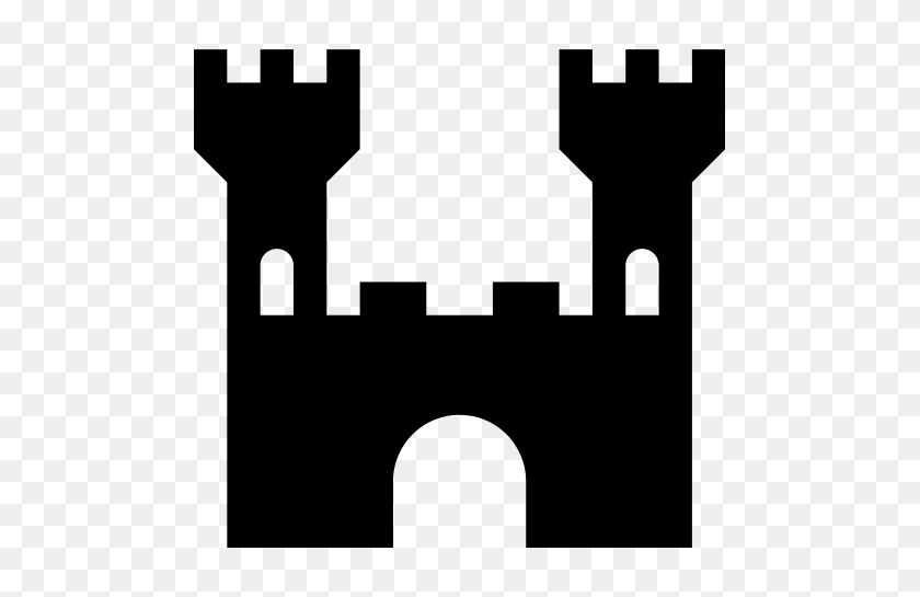 485x485 Simpleicons Places Castle Black Shape - Замок Черно-Белый Клипарт