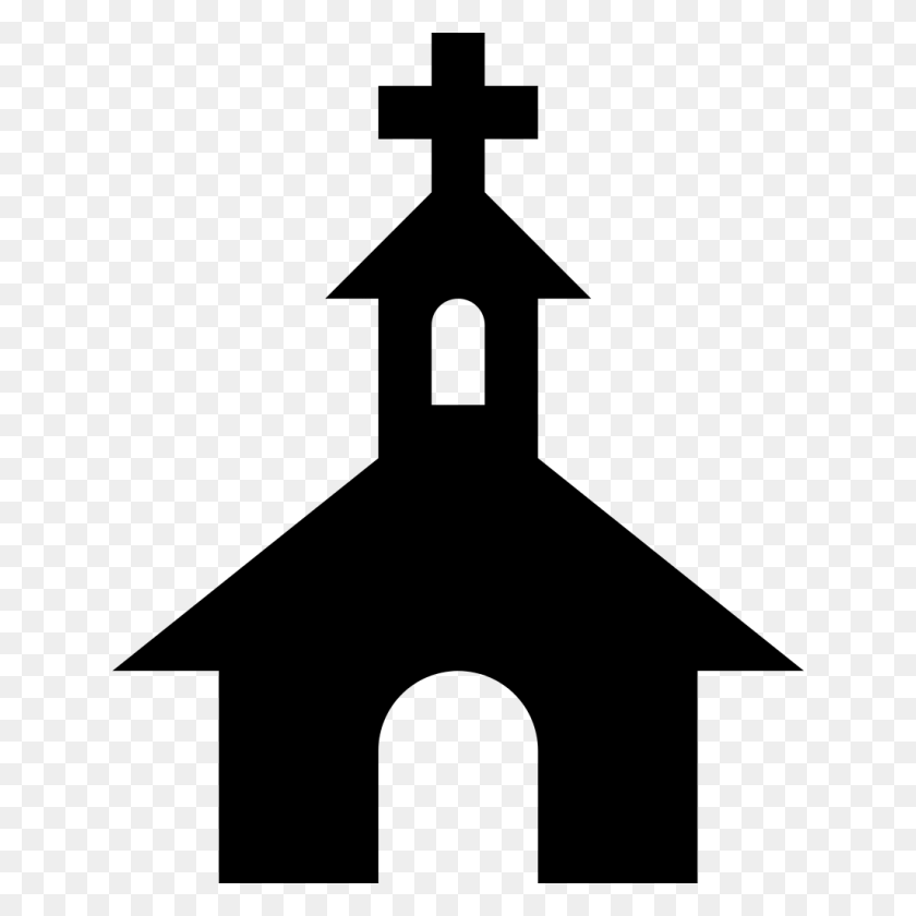 1024x1024 Simpleicons Places Church Black Silhouette With A Cross - Black History Clipart Church