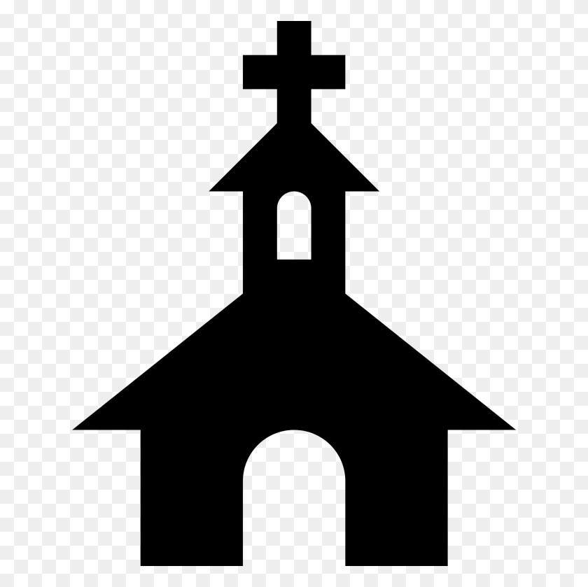 2000x2000 Simpleicons Places Church Black Silhouette With A Cross - Cross Silhouette PNG