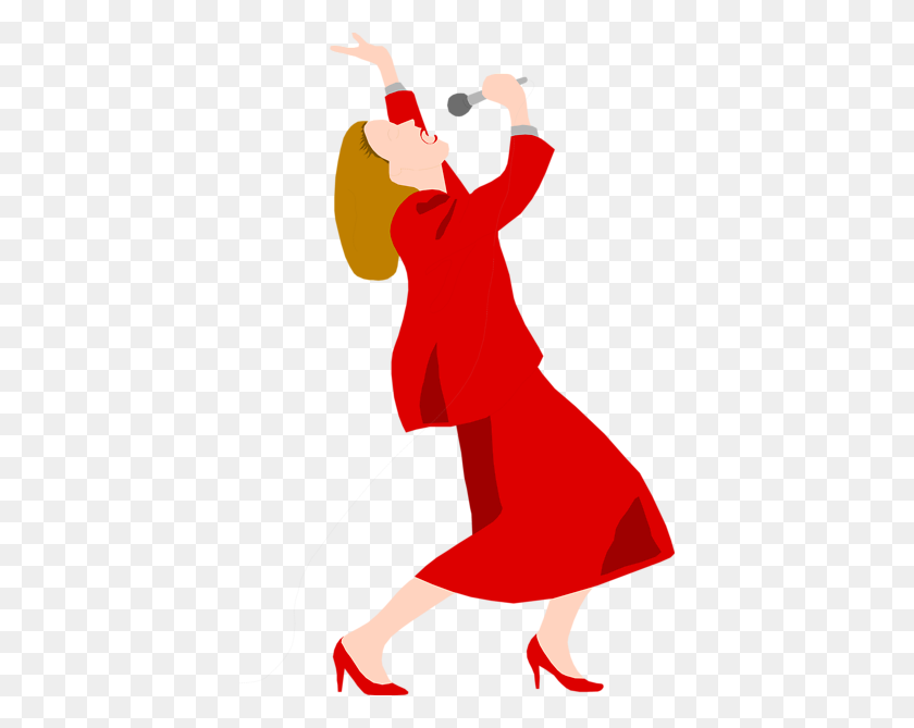 400x609 Singing Clip Art Lady In Red Dress Clipart - Singing Clipart Free