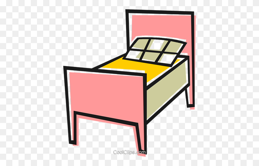 430x480 Cama Individual Royalty Free Vector Clipart Illustration - Free Clipart Bed