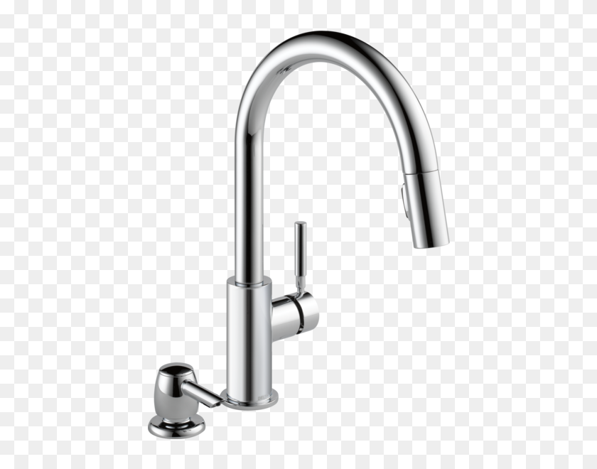 600x600 Single Handle Pull Down Kitchen Faucet With Soap Dispenser - Faucet PNG