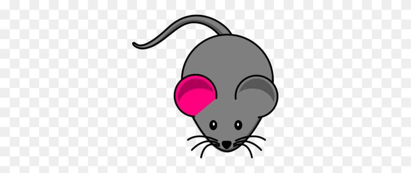 299x294 Single Pink Ear Gray Mouse Clip Art - Mouse Ears Clipart