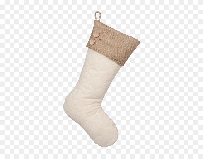 600x600 Single Quilted Stocking With Burlap Cuff And Buttons Burlapbabe - Burlap PNG