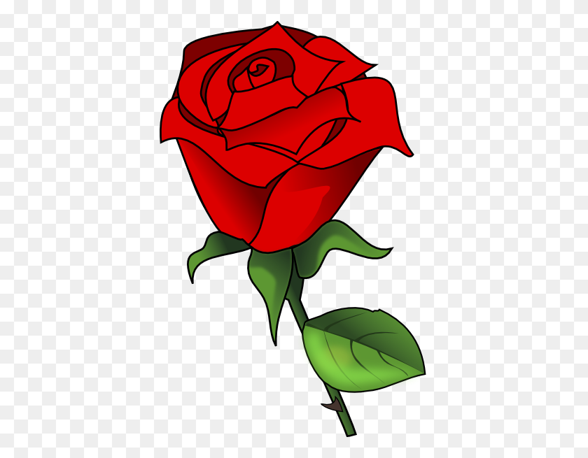 384x595 Single Rose Clipart - Single Rose Clipart