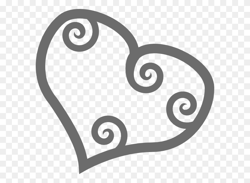 600x555 Single Scrollwork Heart Clipart Png For Web - Broken Heart Clipart Black And White