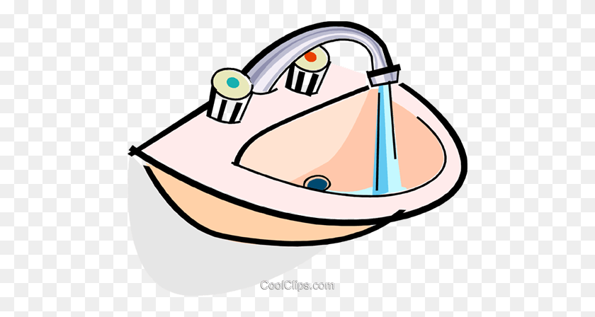 480x388 Sink With Running Water Royalty Free Vector Clip Art Illustration - Running Water Clipart