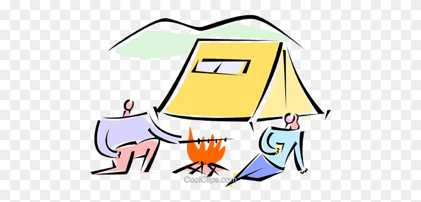 480x344 Sitting Around The Campfire Royalty Free Vector Clip Art - Campfire Clipart