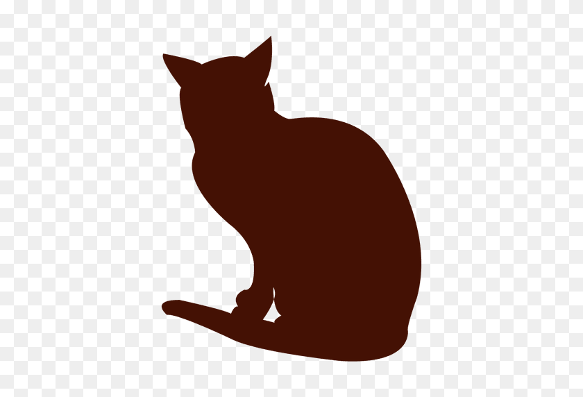 512x512 Gato Sentado Mascota Silueta - Cola De Gato Png