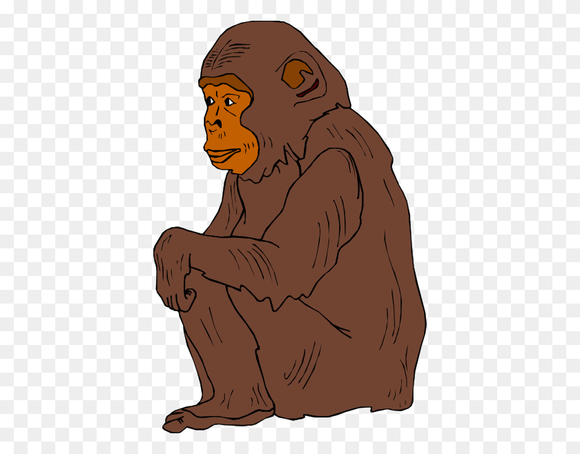 396x598 Сидящий Шимпанзе Картинки - Шимпанзе Клипарт