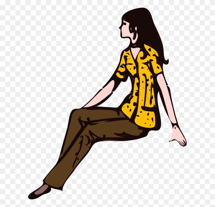 620x750 Sitting Girl Woman Manspreading Seat - Sitting In Chair Clipart