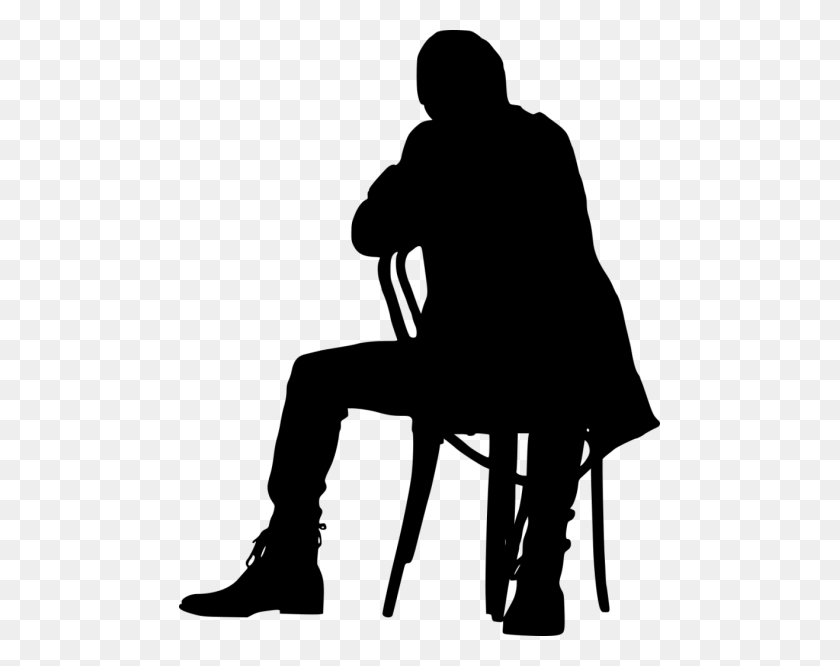 481x606 Sitting In Chair Silhouette Png - People Sitting Silhouette PNG