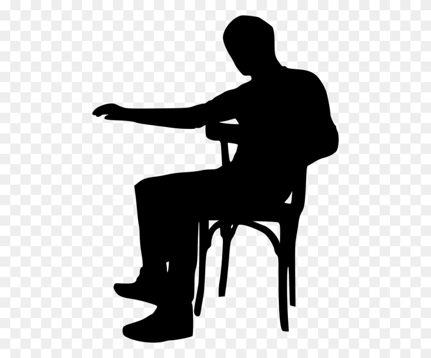 480x638 Sitting In Chair Silhouette Png - Man Sitting PNG