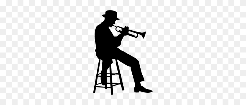 300x300 Sitting Musical Trumpet Player Sticker - Trumpet Player Clipart