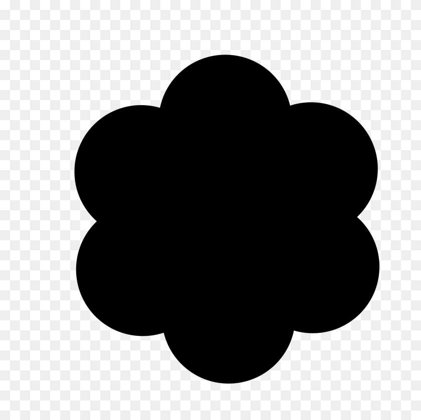 2000x2000 Six Petal Black Flower Icon - Black Flower PNG