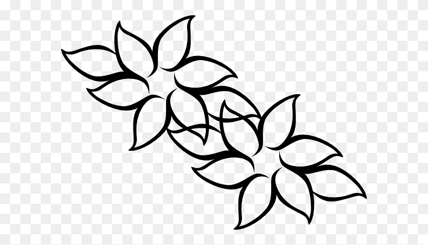 600x421 Six Point Flower With Leaves Clip Art - Flower Leaves Clipart