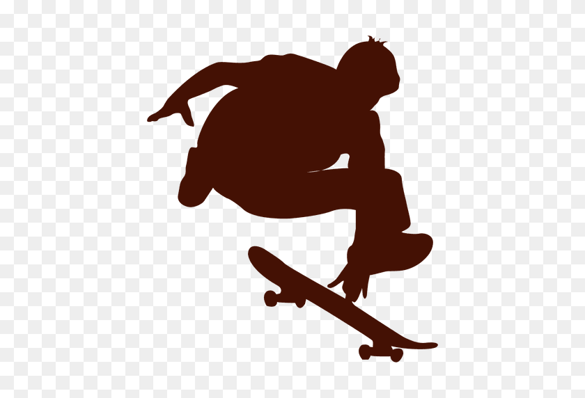 512x512 Skateboarding Jump Silhouette - Skateboarder PNG