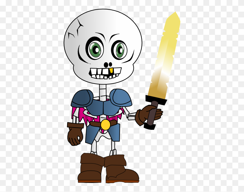 402x601 Skeleton Holding Sword Clip Art - Skeleton Hand Clipart