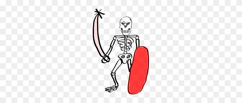 195x299 Skeleton With Sword And Sheild Clip Art - Skeleton Clipart